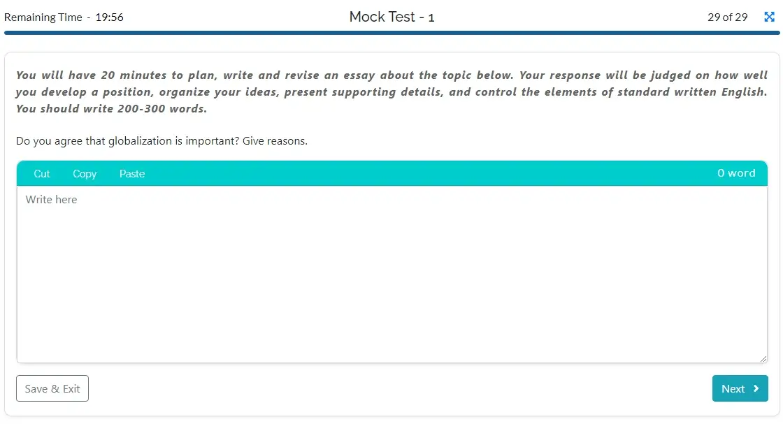 PTE Write Essay practice illustration