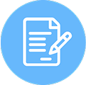 Icon representing PTE Writing section with tasks like Summarize Written Text, Write Essay, and Write Email
